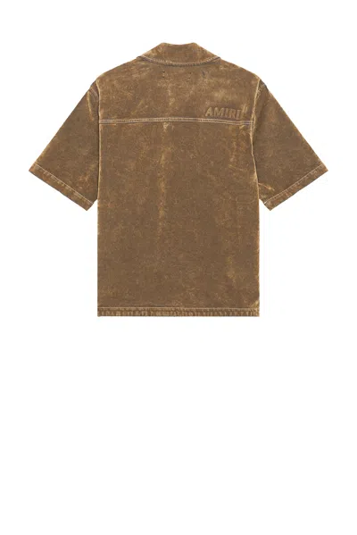 Amiri Velvet Camp Shirt In Brown