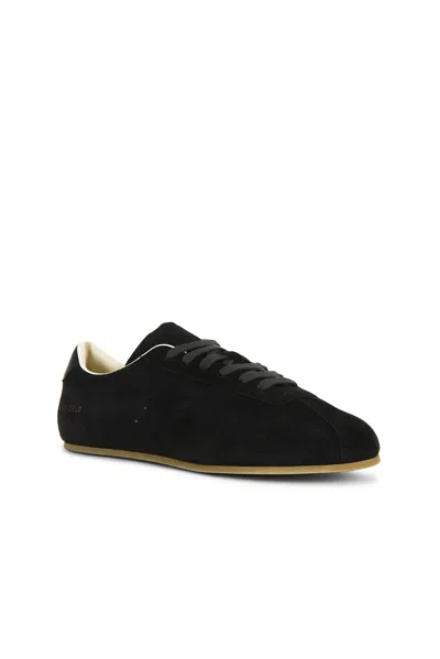 Common Projects Driving Lo Profile Leather-trimmed Suede Sneakers In Black