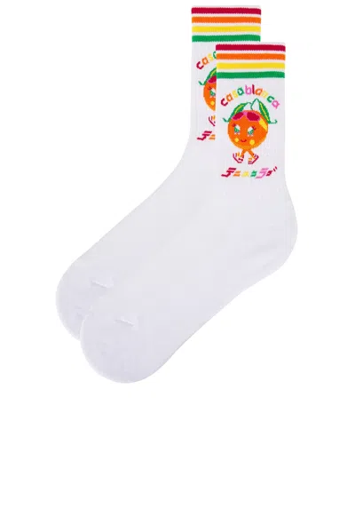Casablanca White Kawaii Orange Socks In White