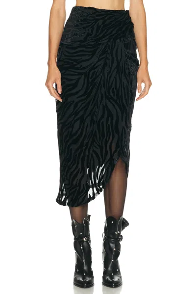 Isabel Marant Asymmetric Midi Skirt Animal Print In Black