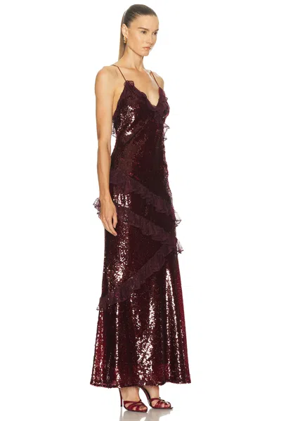 Loveshackfancy Rialto Sequined Maxi Dress In Burgundy
