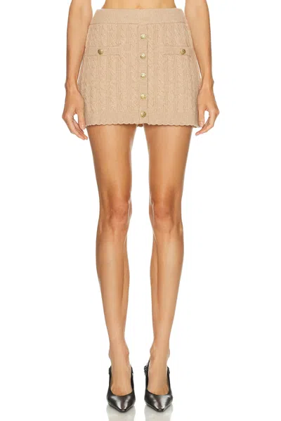 Loveshackfancy Berritt Cable-knit Button Mini Skirt In Nude