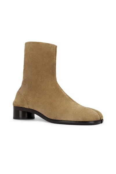 Maison Margiela Beige Suede Tabi Ankle Boots In Neutral
