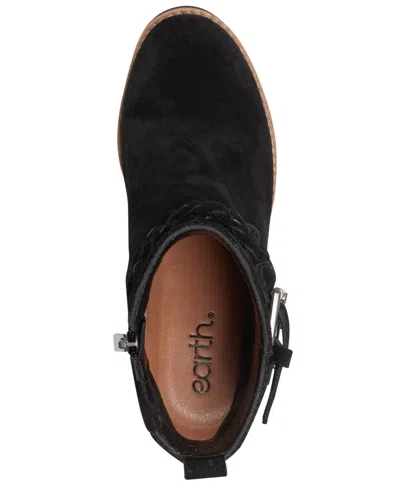 Earth Women's Chace Buckle Strap Wedge Booties In Black