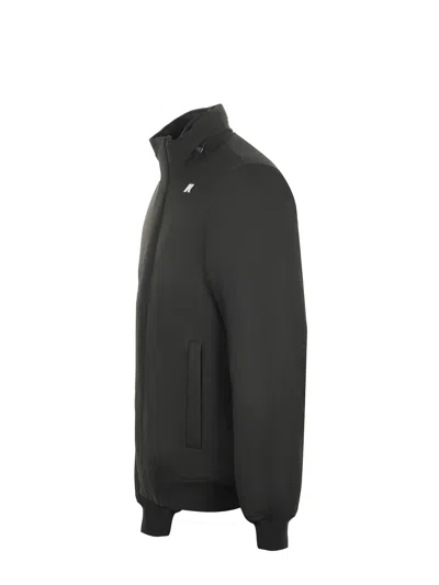 K-way Padded Short Jacket High Neck Ribbed Cuffs In Black