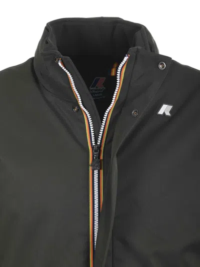 K-way Padded Short Jacket High Neck Ribbed Cuffs In Black