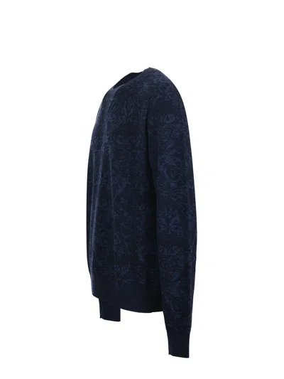 Etro Maglione In Misto Cotone Ricamato  Uomo In Black
