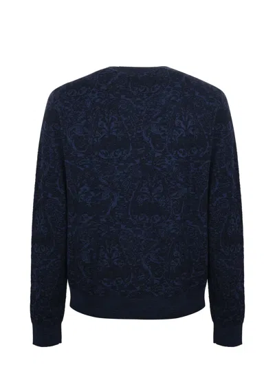 Etro Maglione In Misto Cotone Ricamato  Uomo In Black