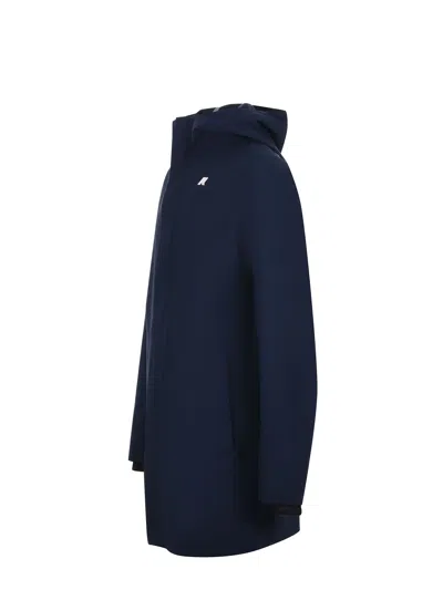 K-way Casual Style Longline Hooded Jacket In Blue