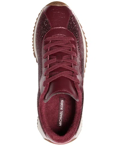 Michael Kors Rhodes Embellished Leather Trainer In Burgundy