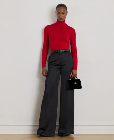 Ralph Lauren Women's Satin Charmeuse Wide-leg Cargo Pants In Black
