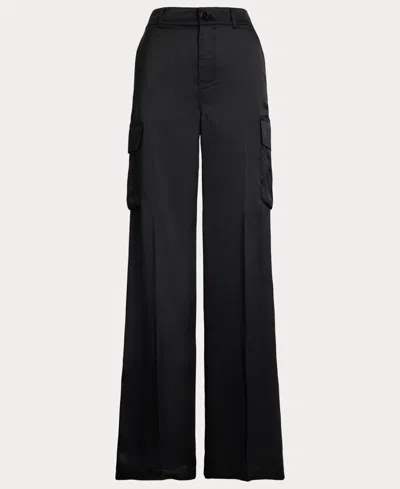 Ralph Lauren Women's Satin Charmeuse Wide-leg Cargo Pants In Black