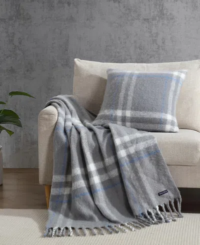 Nautica Ryan Cove Plaid Faux Mohair Square Decorative Pillow, 20" X 20" In Gray