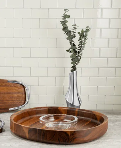 Nambe Nambé Wood & Glass Chip & Dip Set In Brown