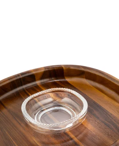 Nambe Nambé Wood & Glass Chip & Dip Set In Brown