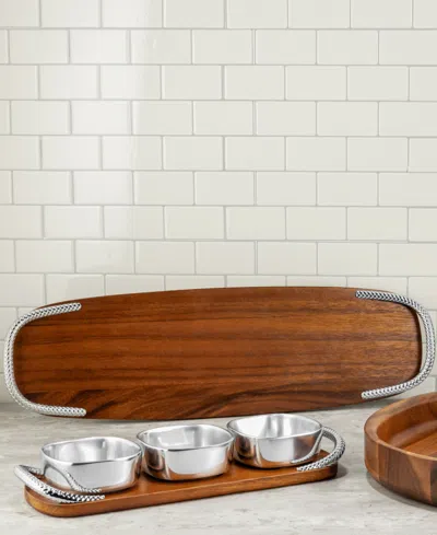 Nambe Braid Large Cheese Board In Brown