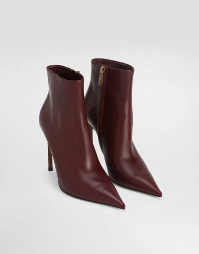 Dolce & Gabbana 105mm Devotion Pointed-toe Ankle Boots In Burgundy