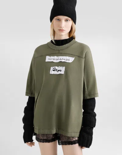 Dolce & Gabbana Panelled Graphic-print T-shirt In Green