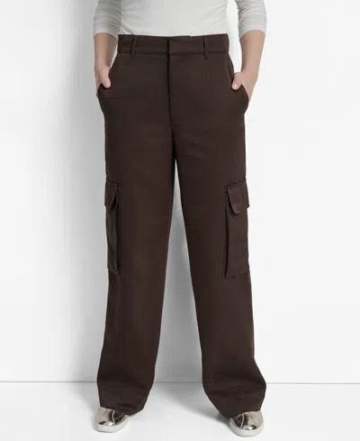 Dkny Jeans Women's High Waist Wide Leg Cargo Pants In Brown