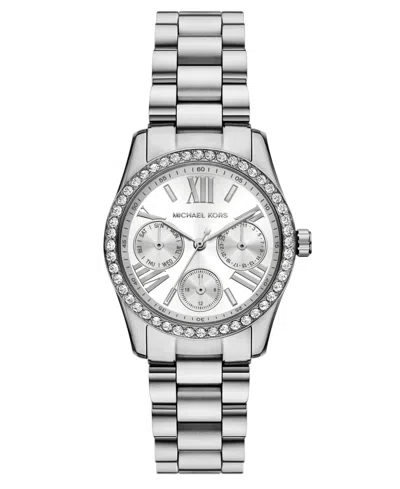 Michael Kors Mini Lexington Pavé Silver-tone Watch In Silver
