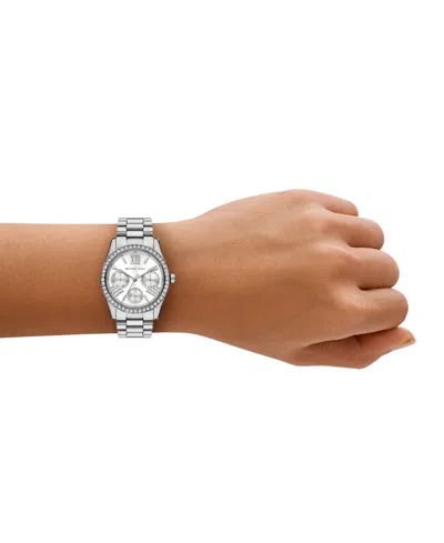 Michael Kors Mini Lexington Pavé Silver-tone Watch In Silver