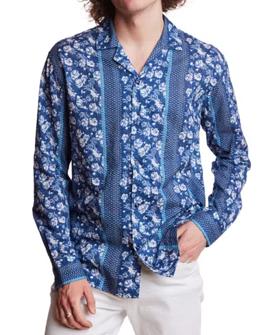 Paisley & Gray Men's Slim Fit Long Sleeve Floral Button-front Camp Shirt In Blue