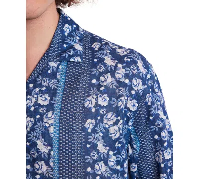 Paisley & Gray Men's Slim Fit Long Sleeve Floral Button-front Camp Shirt In Blue