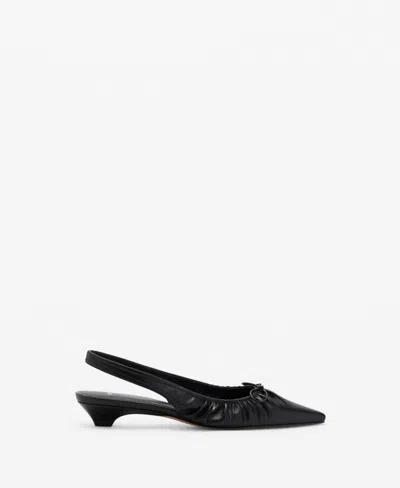 Mango Slingback Pointed Toe Kitte Heel Pump In Black