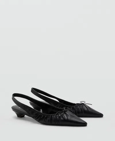 Mango Slingback Pointed Toe Kitte Heel Pump In Black