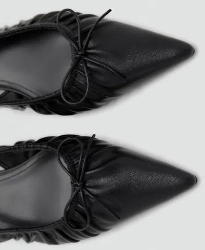 Mango Slingback Pointed Toe Kitte Heel Pump In Black