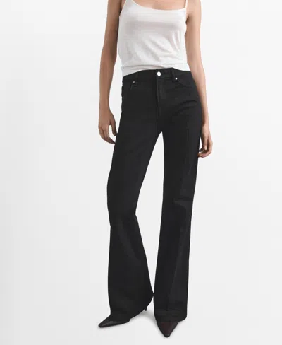 Mango Violet Flared High-rise Jeans Black Denim In Black