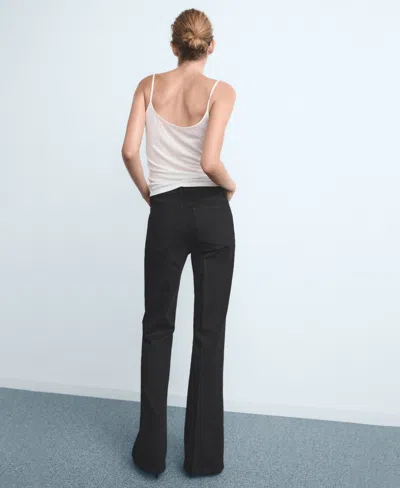 Mango Violet Flared High-rise Jeans Black Denim In Black