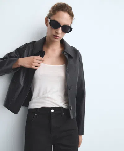 Mango Violet Flared High-rise Jeans Black Denim In Black