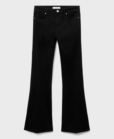 Mango Violet Flared High-rise Jeans Black Denim In Black