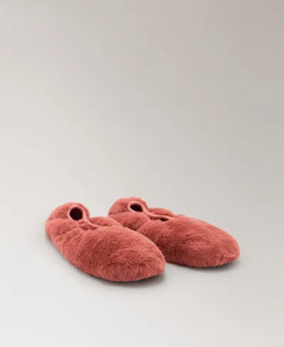 Mango Women's Fur-effect Ballerina Flats In Red