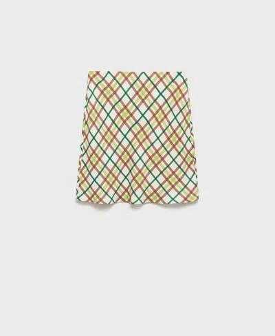 Mango Short Checkered Skirt In White