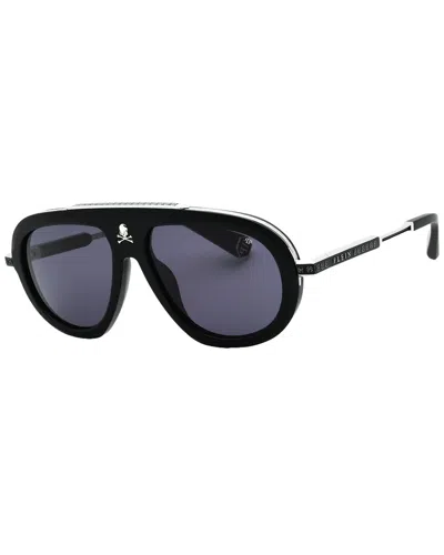 Philipp Plein 57mm Navigator Sunglasses In Black