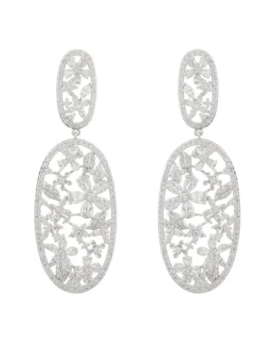 Jankuo Plated Cz Marquise Flower Leaf Post Earrings In Silver