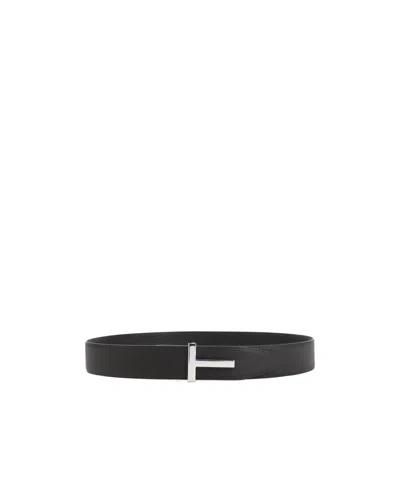 Tom Ford Logo Reversible Belt Belts Multicolor In Black