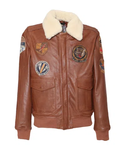 Schott N.y.c. Bomber In Pelle In Brown