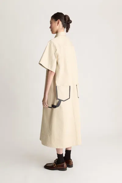 Lee Mathews Henry Shirt Midi Dress In Nude