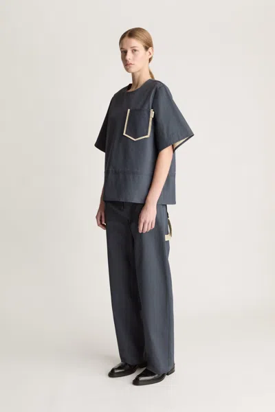 Lee Mathews Henry Chest-pocket Shirt In Black