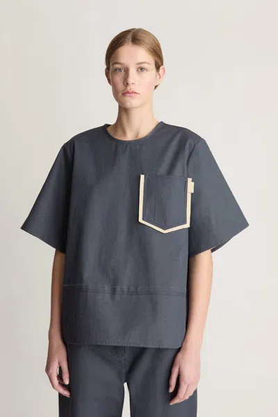 Lee Mathews Henry Chest-pocket Shirt In Black