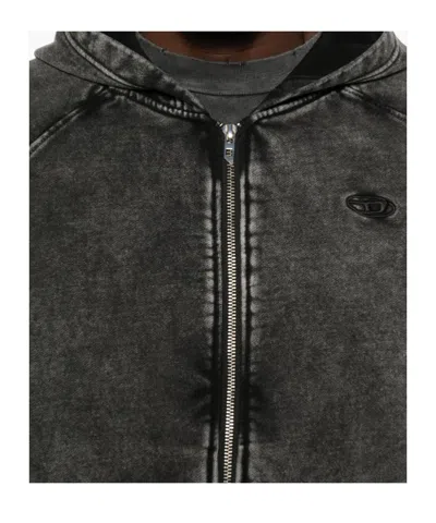 Diesel Grey Hoodie With All-over Faded Effect In Cotton Man In Black