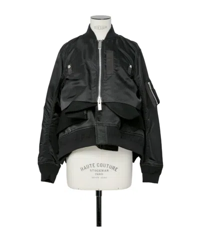 Sacai Women's Nylon Twill Blouson With Drawstring In Black