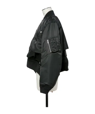 Sacai Women's Nylon Twill Blouson With Drawstring In Black