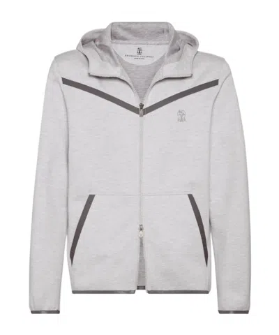 Brunello Cucinelli Stylish Hoodie Logo Design In Gray