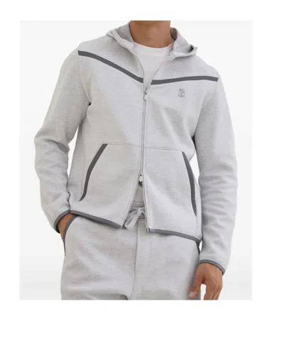 Brunello Cucinelli Stylish Hoodie Logo Design In Gray
