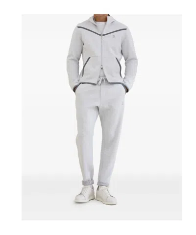 Brunello Cucinelli Stylish Hoodie Logo Design In Gray