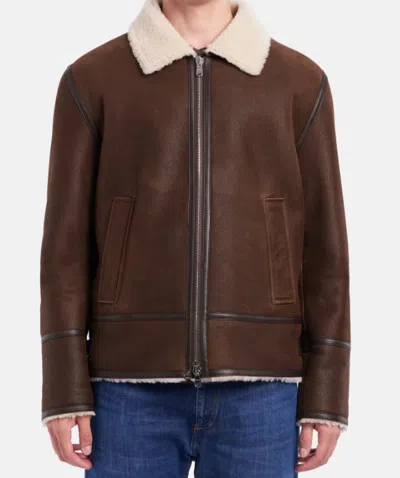 Dondup Shearling-collared Jacket In Brown